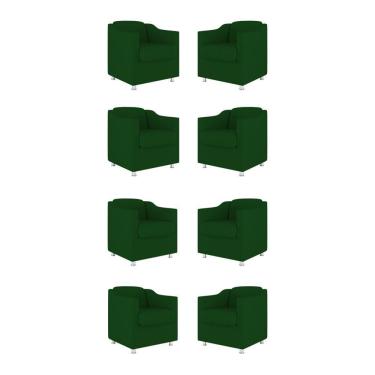 Imagem de Kit 08 Poltronas Tilla Consultório Recepção Suede Balaqui Decor Cor:verde
