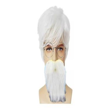 Imagem de Fantasia idoso velho peruca oculos e barba halloween festas - MC PRESE