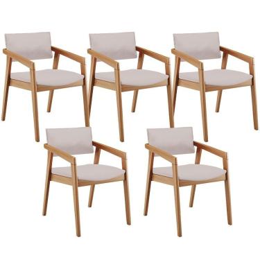 Imagem de Kit 05 Cadeiras Para Sala De Jantar Estar Living Giorgia B04 Linho Bege