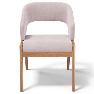 Imagem de Kit 06 Cadeiras De Jantar E Estar Living Estofada Lince L02 Suede Rosê - Lyam Decor