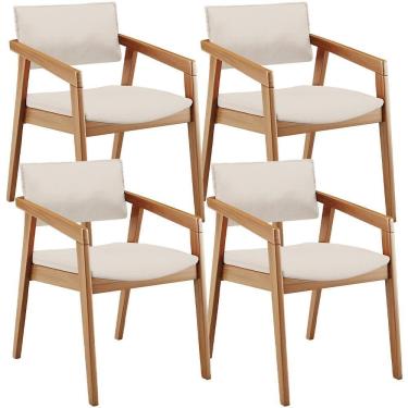 Imagem de Kit 04 Cadeiras Para Sala De Jantar Estar Living Giorgia B04 Linho Cru