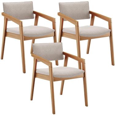 Imagem de Kit 03 Cadeiras Para Sala De Jantar Estar Living Giorgia B04 Bouclê Creme