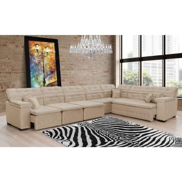 Imagem de Sofá Magno 4.57x2.57m De Canto, Retrátil E Reclinável - Bege