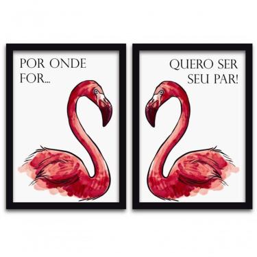 Imagem de Conjunto Quadros 2pçs 40X60 Quero Ser Seu Par Moldura Preta