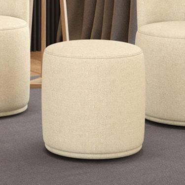 Imagem de Puff Redondo Orgânico Para Sala Malu Linho M11 - D'rossi Cor Bege