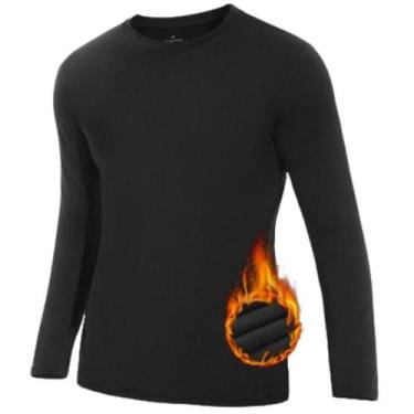 Imagem de Camiseta Térmica Peluciada Masculina UV Blusa Segunda Pele Flanelada -