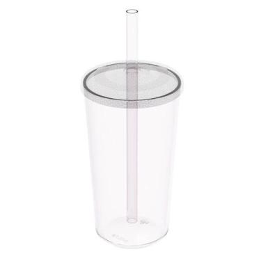 Imagem de Copo com Tampa e Canudo 500ml Crippa Transparente Plástico Água Suco B