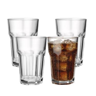 Imagem de Jogo 4 Copo De Vidro Facetado Transparente água Suco 400ml Class Home