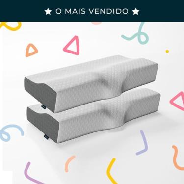 Imagem de Kit 2 Travesseiros Cervical NASA Coluna Relax Suporte Ergonômico com C