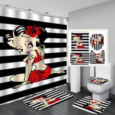 Imagem de Conjunto de cortinas de chuveiro Bettys Boops Anime Waterproof 4 unida