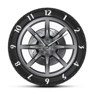 Imagem de Relógio de parede Anime Car Wheel Pattern Silent Non Ticking 30cm - yi