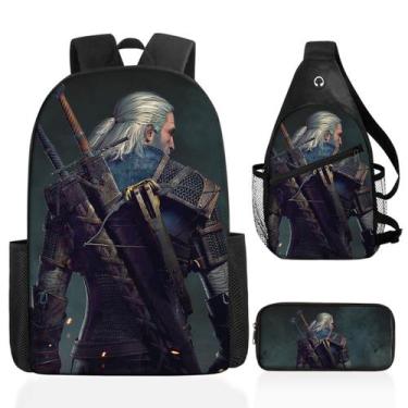 Imagem de Conjunto de mochilas Witchers School, 3 peças com bolsa de ombro e est