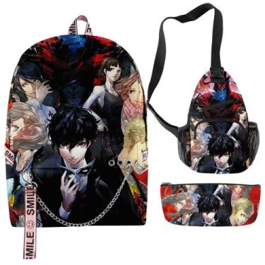 Imagem de Conjunto de mochilas Personas Amamiyas Rens Anime School 3 unidades - 