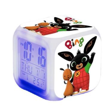 Imagem de Despertador digital LED Bingbing Square para crianças 8x8x8cm - yiweis
