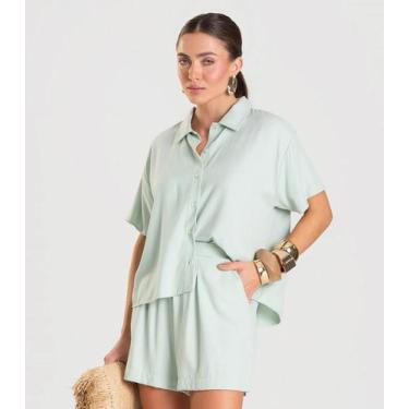 Imagem de Shorts Feminino Em Tecido de Viscose Dianna Verde, G, Verde