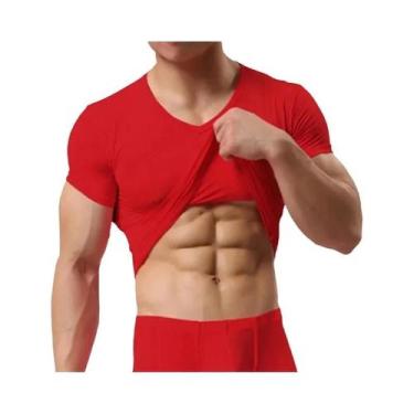 Imagem de Camisetas Masculinas Transparentes De Seda Gelada Com Malha, Camisetas