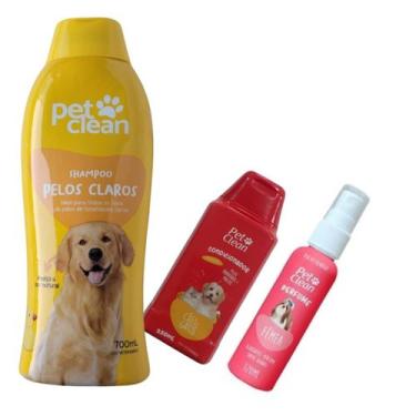 Imagem de Kit POP Pet Clean Shampoo + Perfume + Condicionador Pet Cães, Pelos Cl