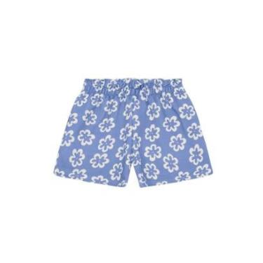 Imagem de Shorts infantil menina em moletinho florido Brandili -Azul-Feminino