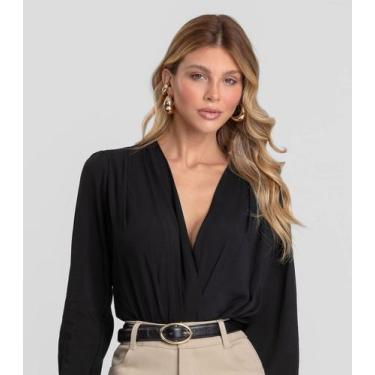 Imagem de Body Feminino Manga Longa em Viscose Khyara Dianna Preto, PP, Preto