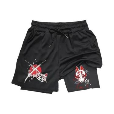 Imagem de Shorts Esportivos Masculinos 2 Em 1 Respiráveis De Camada Dupla Para C