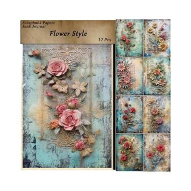 Imagem de Papel De Scrapbook Vintage Com Estampa Floral, 12 Folhas Para Artesana