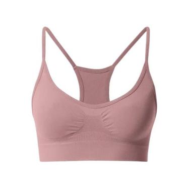 Imagem de Top Sutiã Nadador Fitness Sem Costura E Bojo She Microfibra, G, Rosa