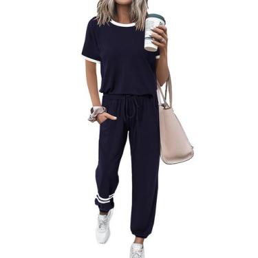 Imagem de Conjunto de Moletom PRETTYGARDEN Feminino Dois Peças Lounge Listrado A