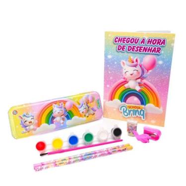 Imagem de Tintas E Estojo Kit School Brinq Sortido - Polibrinq SCB89
