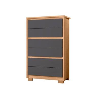 Imagem de Cômoda Unno 79cm 6 Gavetas com Pés Plástico - Albatroz, Freijo/Titaniu