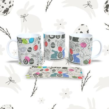 Imagem de Caneca de Porcelana Páscoa 52 para Bebidas Quentes e Frias com Estampa Temática Compatí...