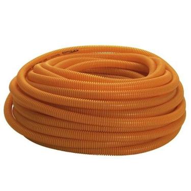 Imagem de Eletroduto Corrugado Laranja Reforçado 32mm X 25m Pvc Flexível Antichama Para Fios Cabos Elétricos