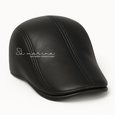 Imagem de Boina Italiana OEM Boné Boina Masculina Estilo Artista em Material Sintético Tipo Couro Tamanho Único Preto