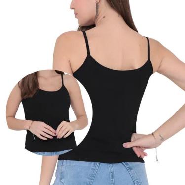 Imagem de Camiseta Feminina Alça Básica Modelagem Justa Lisa Radiosa, G ( veste 