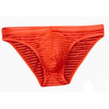 Imagem de Cuecas Masculinas Slip Transparente Listradas - shoptem7, Vermelho m, 