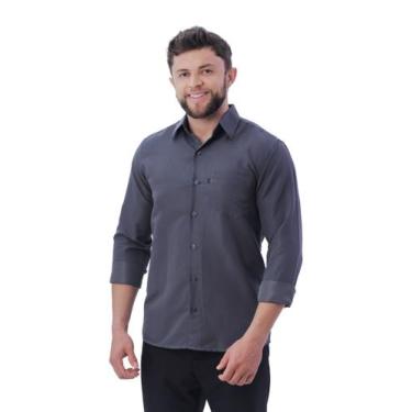 Imagem de Camisa Social LBL Masculina Manga Longa Comfort Com Bolso Fácil Passar