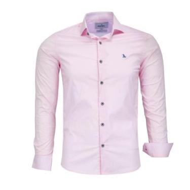 Imagem de Camisa Social Amil Masculina Manga Longa Slim Sem Bolso Elegante 1823 