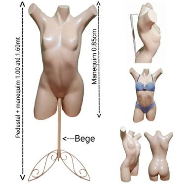Imagem de Manequim feminino (Meio corpo pose Cláudia Raia N.38) bege + pedestal 