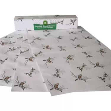 Imagem de Papel de Gaveta perfumado estampa passarinhos aroma Alecrim -5 Folhas 