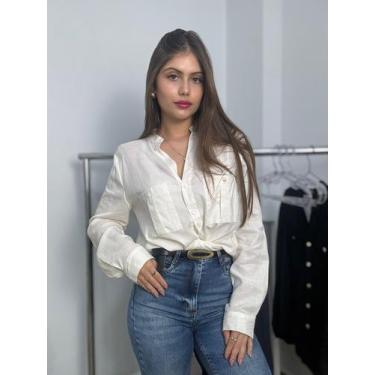 Imagem de Camisa importada M/L botões linho misto REF47  - Mi&Co, M, Azul marinh