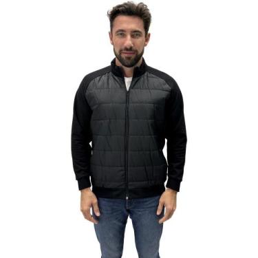 Imagem de Jaqueta Convicto Bomber Moletinho com Nylon Masculina, P, Preto