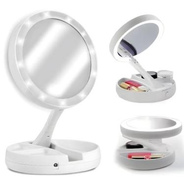 Imagem de Espelho com Led Facial Camarim Articulado Porta Maquiagem - Friburgo C