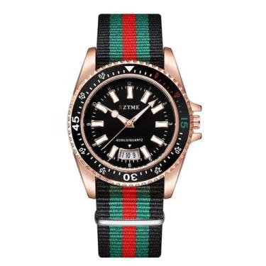 Imagem de Relógio Unissex de Aço com Pulseira de Nylon - ElaShopp, Rosa, Único