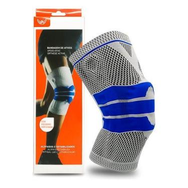 Imagem de Joelheira Ortopédica De Compressão Profissional Cinza/azul - Nilo-impo
