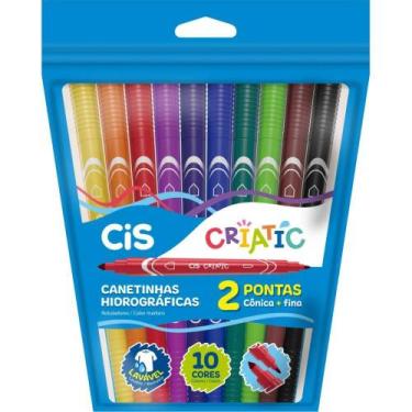 Imagem de Caneta Hidrografica CIS Criatic 2 Pontas 10 Cores Estojo - Sertic