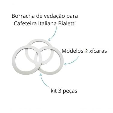 Imagem de Kit 3 Anéis de Vedação Borracha Bialetti Moka Express 2 Xícaras