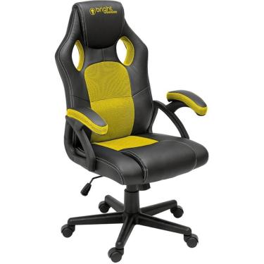 Imagem de Cadeira Gamer Bright 605 Ergonômica Pistão a Gás Espuma D22 Suporte 120kg Amarela