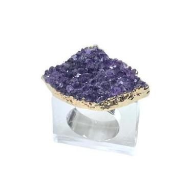 Imagem de Porta Guardanapo Drusa De Ametista Com Ouro - Cristal Source
