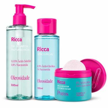 Imagem de Kit Ricca Facial: Gel De Limpeza Profunda,Tônico Facial e Disco Reduto