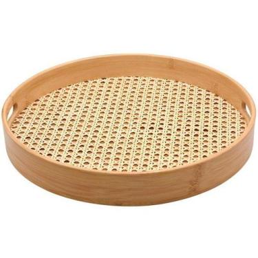 Imagem de Bandeja De Bambu Oikos Com Palha 35cm Redonda, Natural