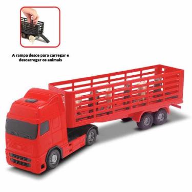 Imagem de Caminhão Boiadeiro - Transporte de Animais - Voyager - 40 cm - Vermelh